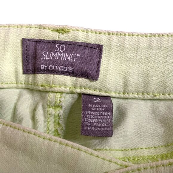 CHICO’S ‘SO SLIMMING’ Crop Pale Green 5 Pocket Gabardine Trousers Sz 12 / L - Picture 4 of 9